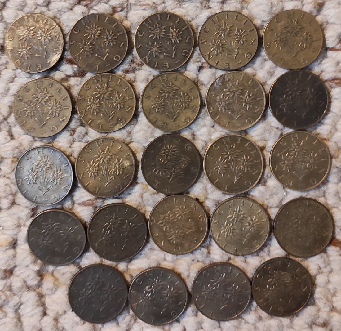  Set 088: Österreich Münzlot mit 24 x 1 Schilling mit verschiedenen Jahrgängen   