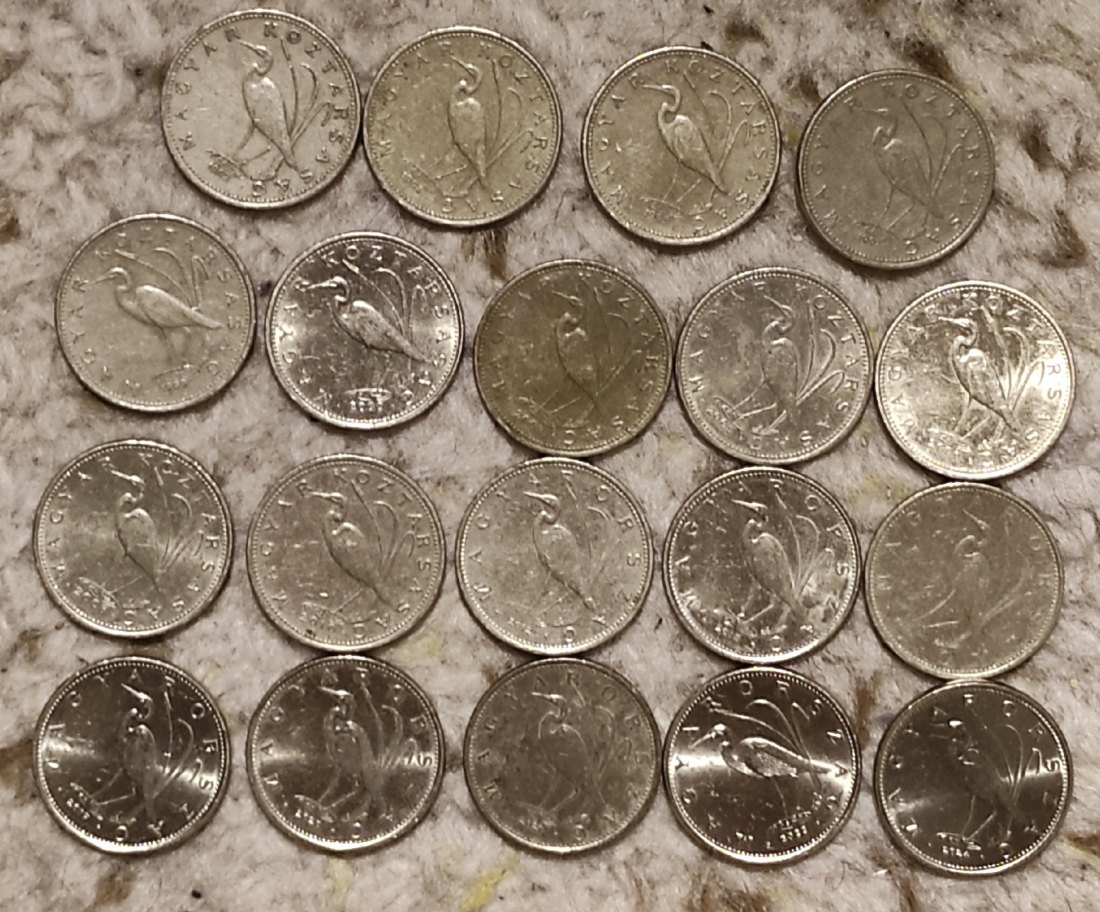  Set 084: Ungarn Münzlot mit 19 x 5 Forint Stücken verschiedener Jahrgänge   