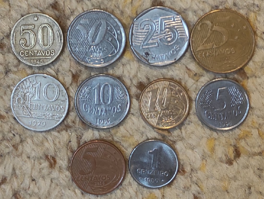  Set 081: Brasilien Münzlot mit 10 verschiedenen Münzen   
