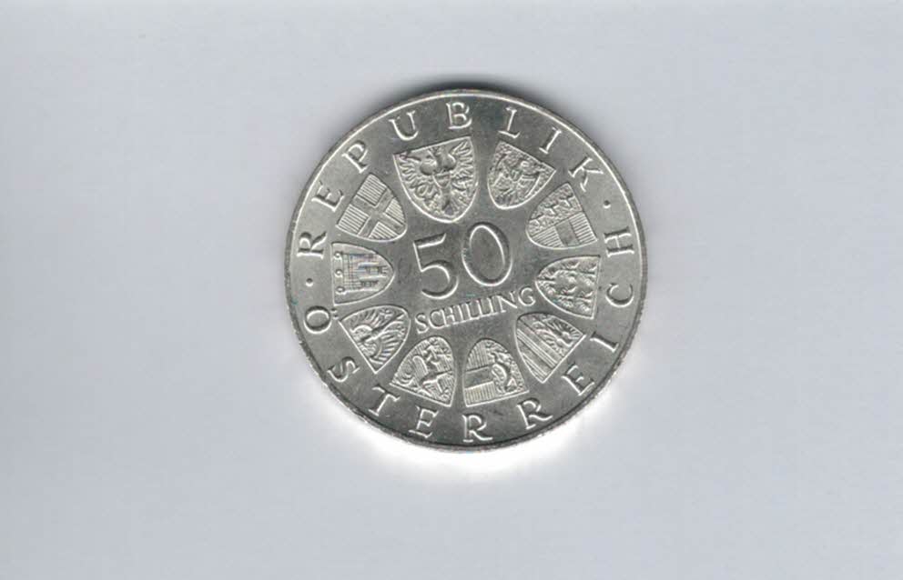  50 Schilling 1965 Universität Wien 600 J.Rudolf Stifter 18g fein Österreich Spittalgold9800 (4584/4)   