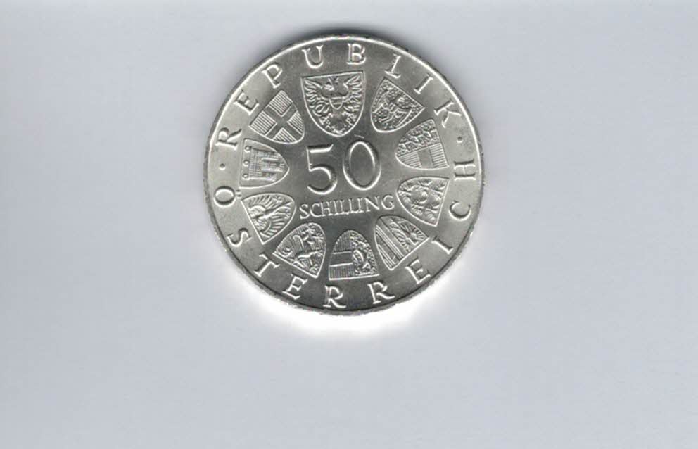  50 Schilling 1970 Karl Renner 2. Republik Ag 18g fein Österreich Spittalgold9800 (04584/10)   