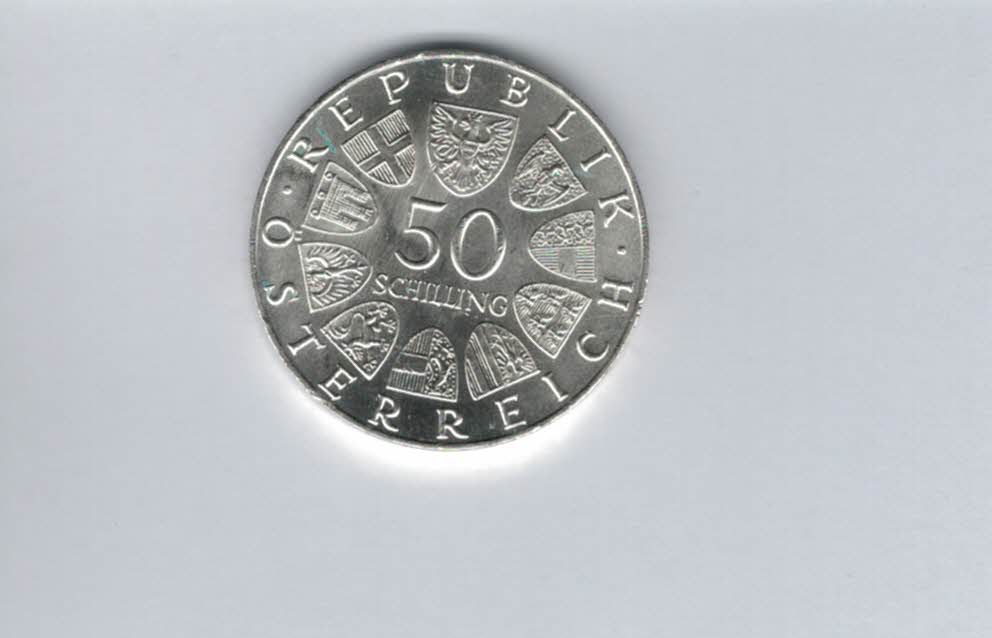  50 Schilling 1971 Julius Raab 2. Republik Ag 18g fein Österreich Spittalgold9800 (4584/11)   