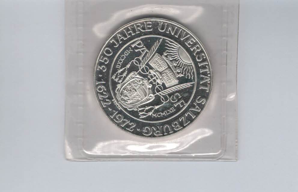  50 Schilling 1972 350 Jahre Universität Salzburg Ag 18g fein Österreich Spittalgold9800 (4584/12   