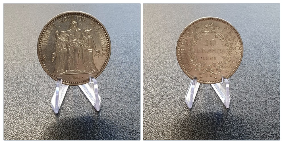  Frankreich 10 Francs 1965 – Herkulesgruppe – Silbermünze   