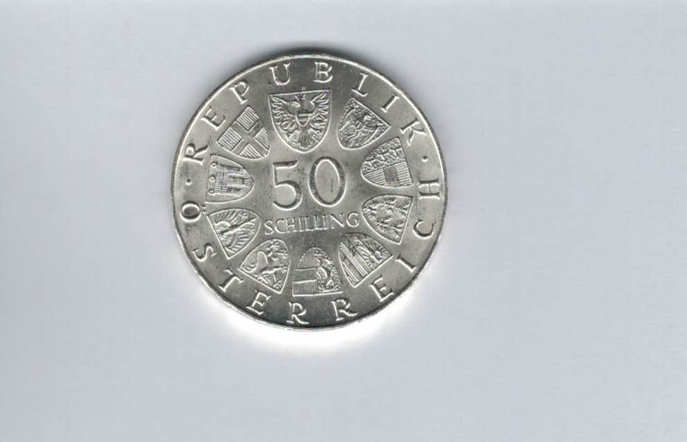  50 Schilling 1972 100 J. Hochschule für Bodenkultur Ag 18g fein Österreich Spittalgold9800 (4584/13)   
