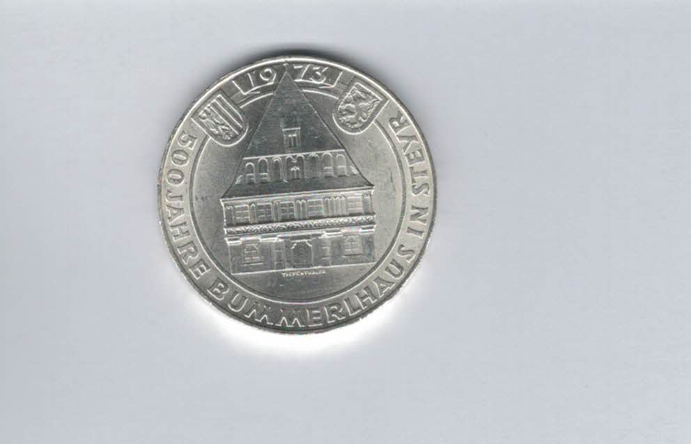  50 Schilling 1973 Bummerlhaus in Steyr 500 Jahre Ag/18g fein Österreich Spittalgold9800 (4584/14)   