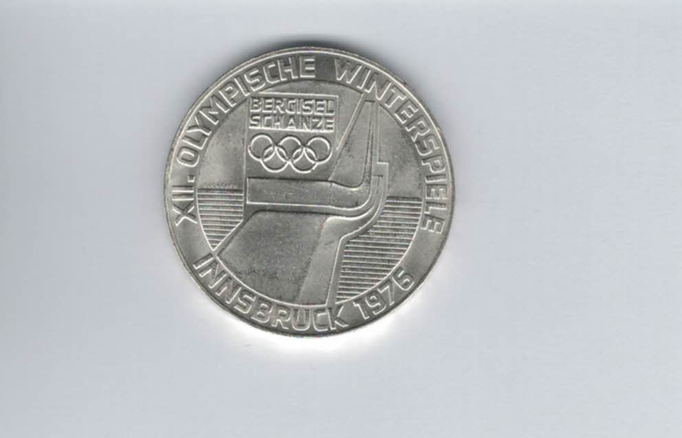  100 Schilling 1976 Berg Isel Schanze Innsbruck Hall Winterspiele Ag 15,36g fein Österreich (01914/10   