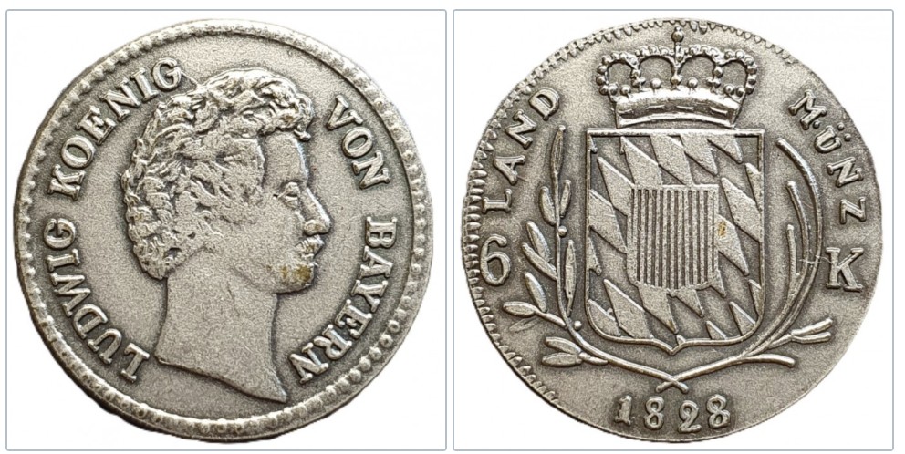  COPY Bayern 6 Kreuzer, 1828 ACHTUNG COPY   