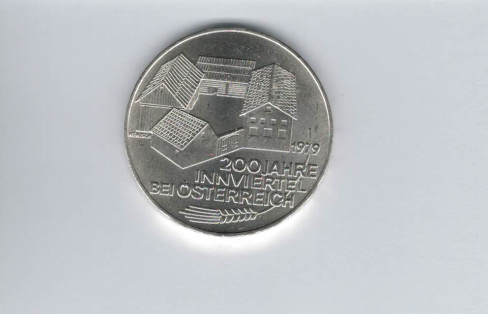  100 Schilling 1979 200 Jahre Innviertel bei Österreich Ag 15,36g fein Spittalgold9800 (01914/22   