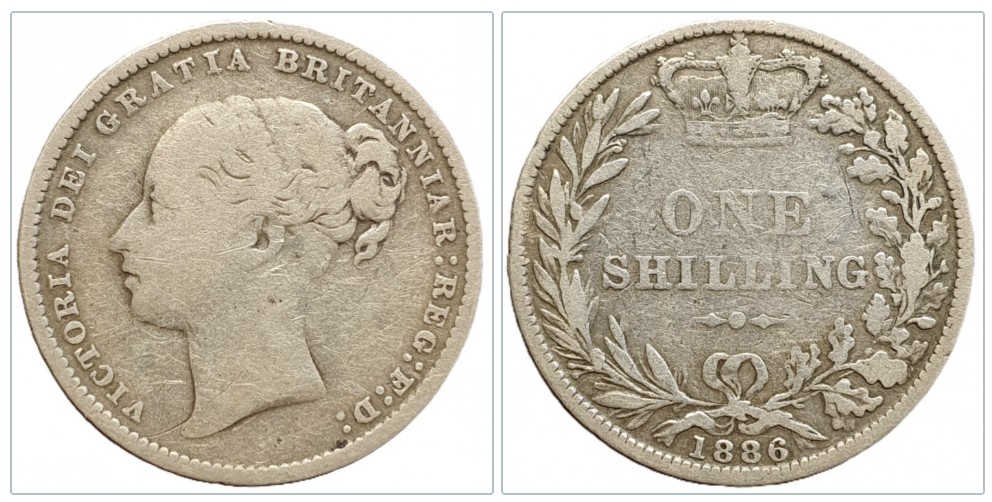  Großbritannien 1 Schilling 1886 – Königin Victoria – Silbermünze des Britischen Empire   