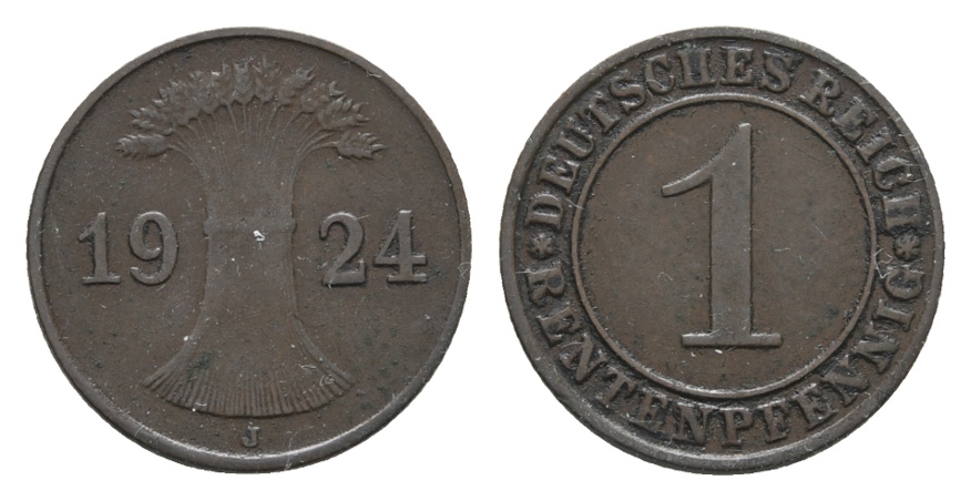  Deutsches Reich; Weimarer Republik; 1 Rentenpfennig 1924 J   