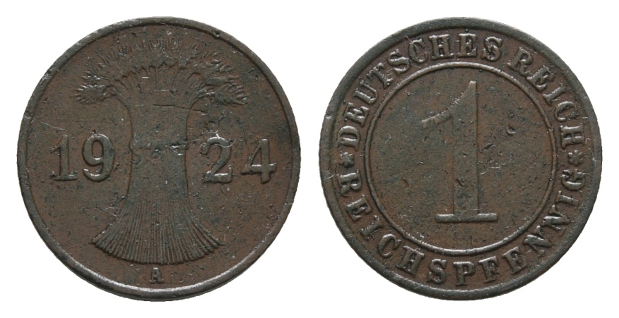  Deutsches Reich; Weimarer Republik; 1 Reichspfennig 1924 A   
