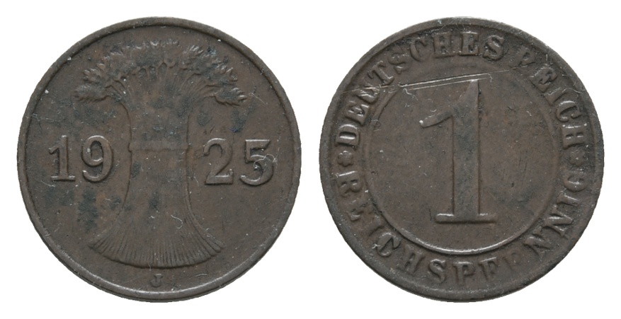  Deutsches Reich; Weimarer Republik; 1 Reichspfennig 1925 J   