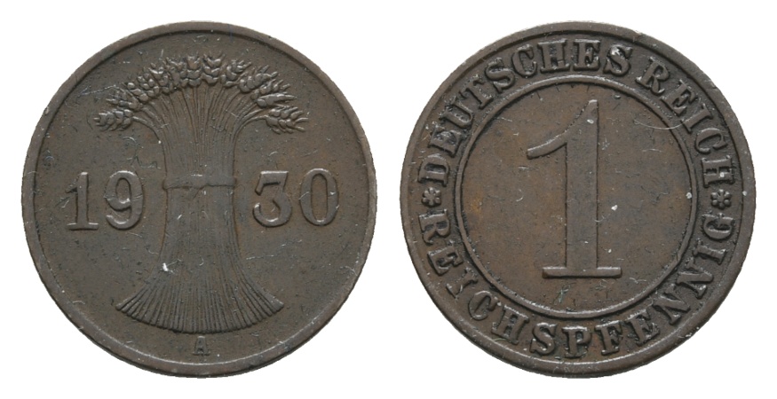  Deutsches Reich; Weimarer Republik; 1 Reichspfennig 1930 A   