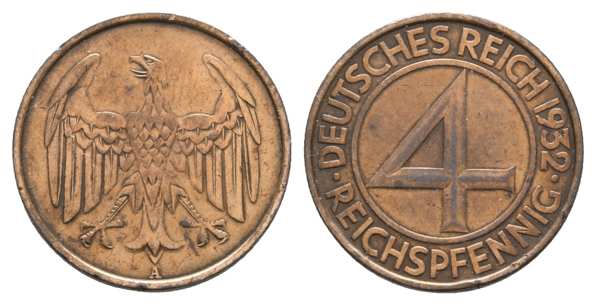  Deutsches Reich; Weimarer Republik; 4 Reichspfennig 1932 A   