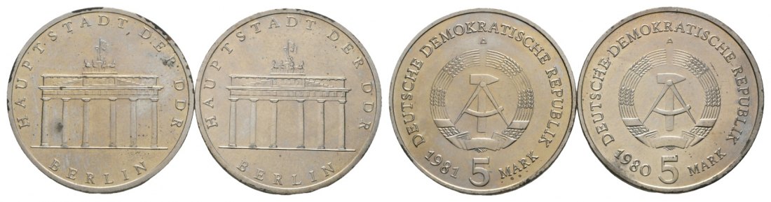  DDR; 2x 5 Mark 1980/1981 A   