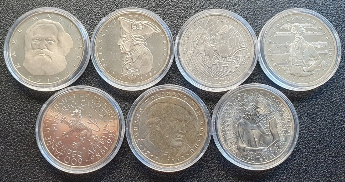  Bundesrepublik Deutschland 7 x 5 Mark prägefrisch in Kapsel   
