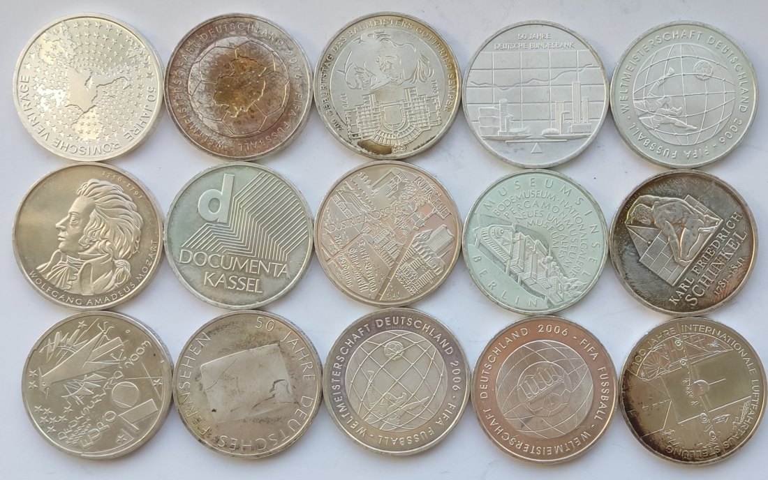 Germany, 15 × 10 euro. 250 grams of pure silver