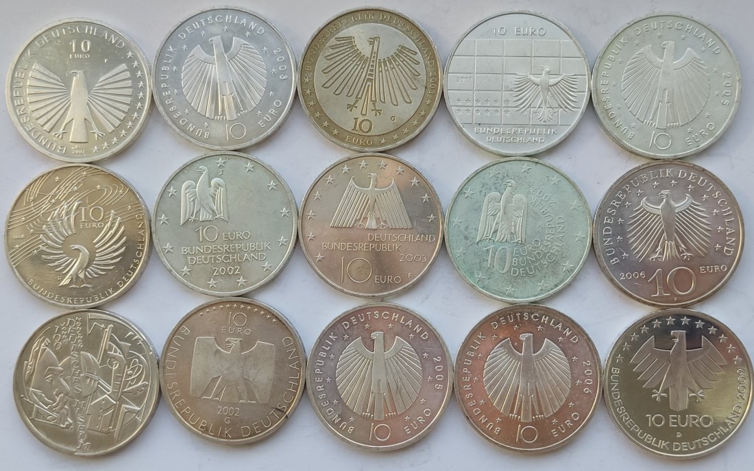  Germany, 15 × 10 euro. 250 grams of pure silver   