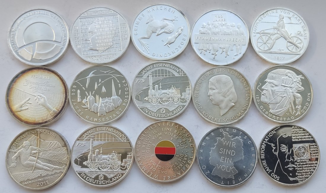 Germany, 15 × 10 and 20 euro. 250 grams of pure silver