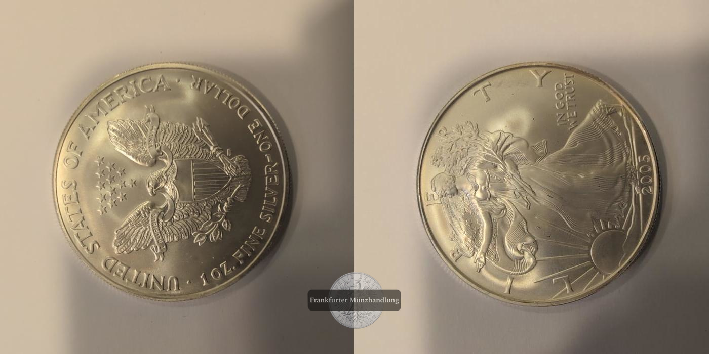  USA 1 Dollar 2005 Walking Liberty FM-Frankfurt KM#273 Feinsilber: 31,1g   