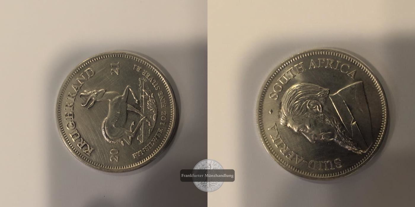  Süd Afrika 1 Rand Silber-Krügerrand 2021 FM-Frankfurt KM#691 Feinsilber: 31,1g   