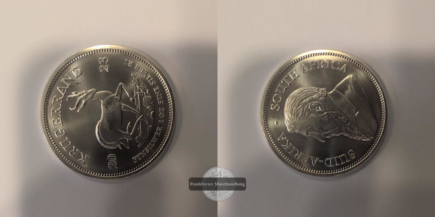  Süd Afrika 1 Rand Silber-Krügerrand 2023 FM-Frankfurt KM#691 Feinsilber: 31,1g   