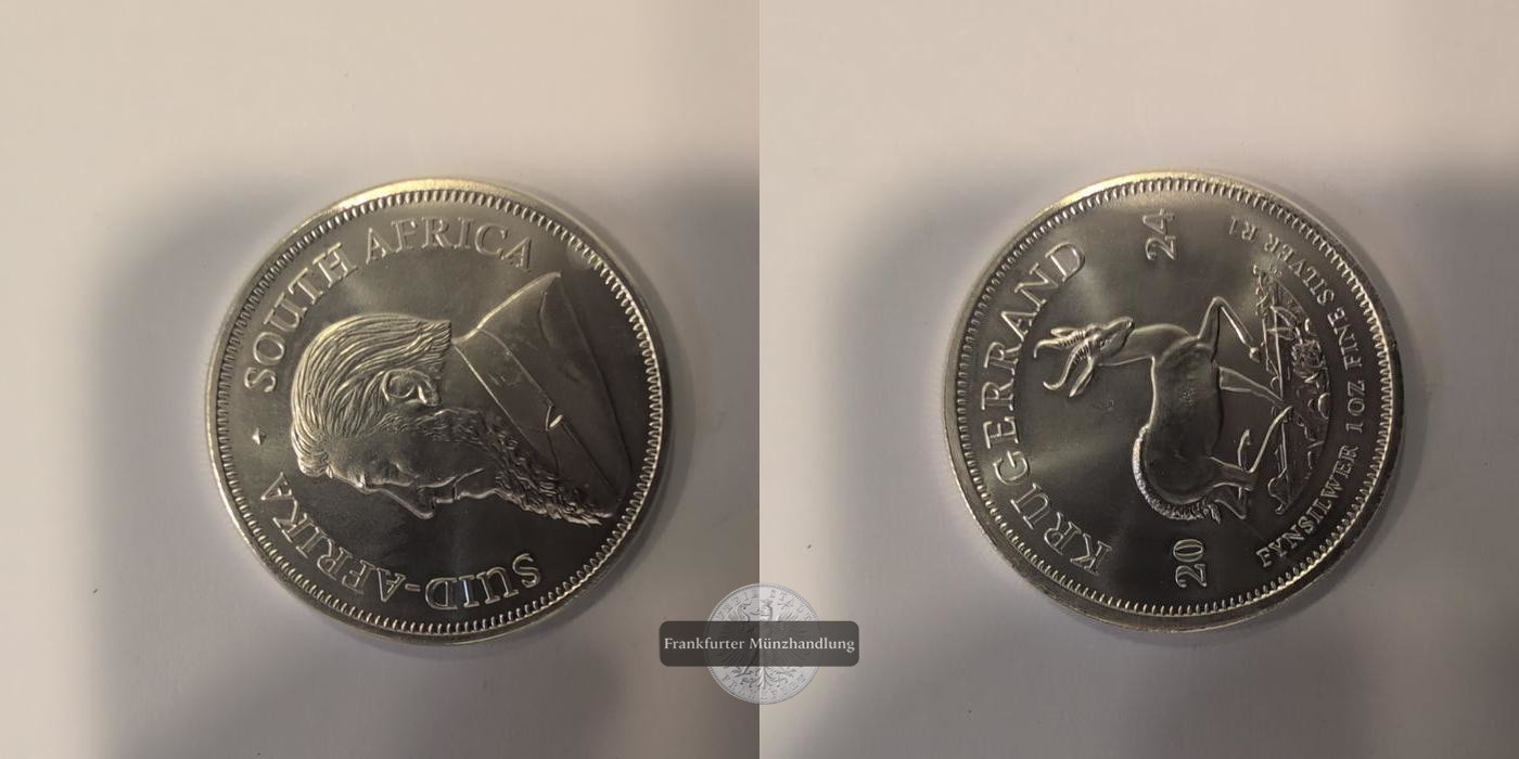  Süd Afrika 1 Rand Silber-Krügerrand 2024 FM-Frankfurt KM#691 Feinsilber: 31,1g   