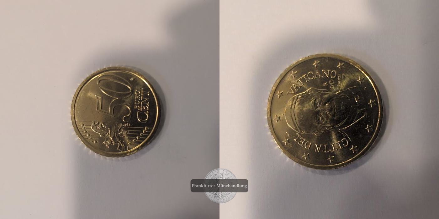  Vatikanstadt 50 Euro Cents Francis FM-Frankfurt, Nordisches Gold • 7,8 g   