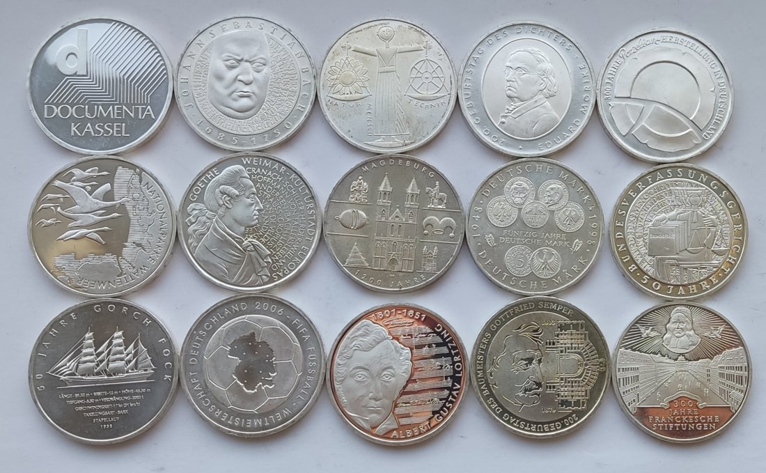  Germany, 15 × 10 marks/euros. 234 grams of pure silver   