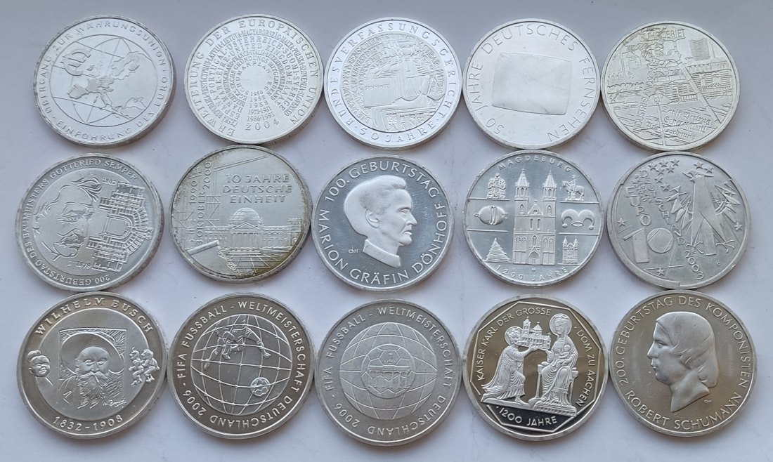 Germany, 15 × 10 marks/euros. 243 grams of pure silver