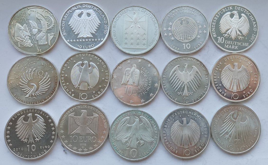  Germany, 15 × 10 marks/euros. 240 grams of pure silver   