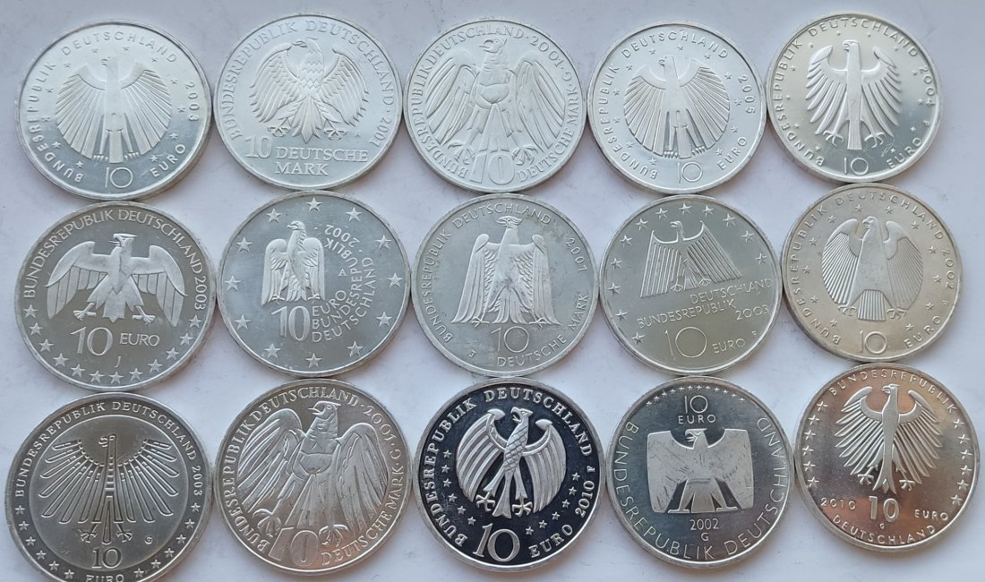 Germany, 15 × 10 marks/euros. 240 grams of pure silver   