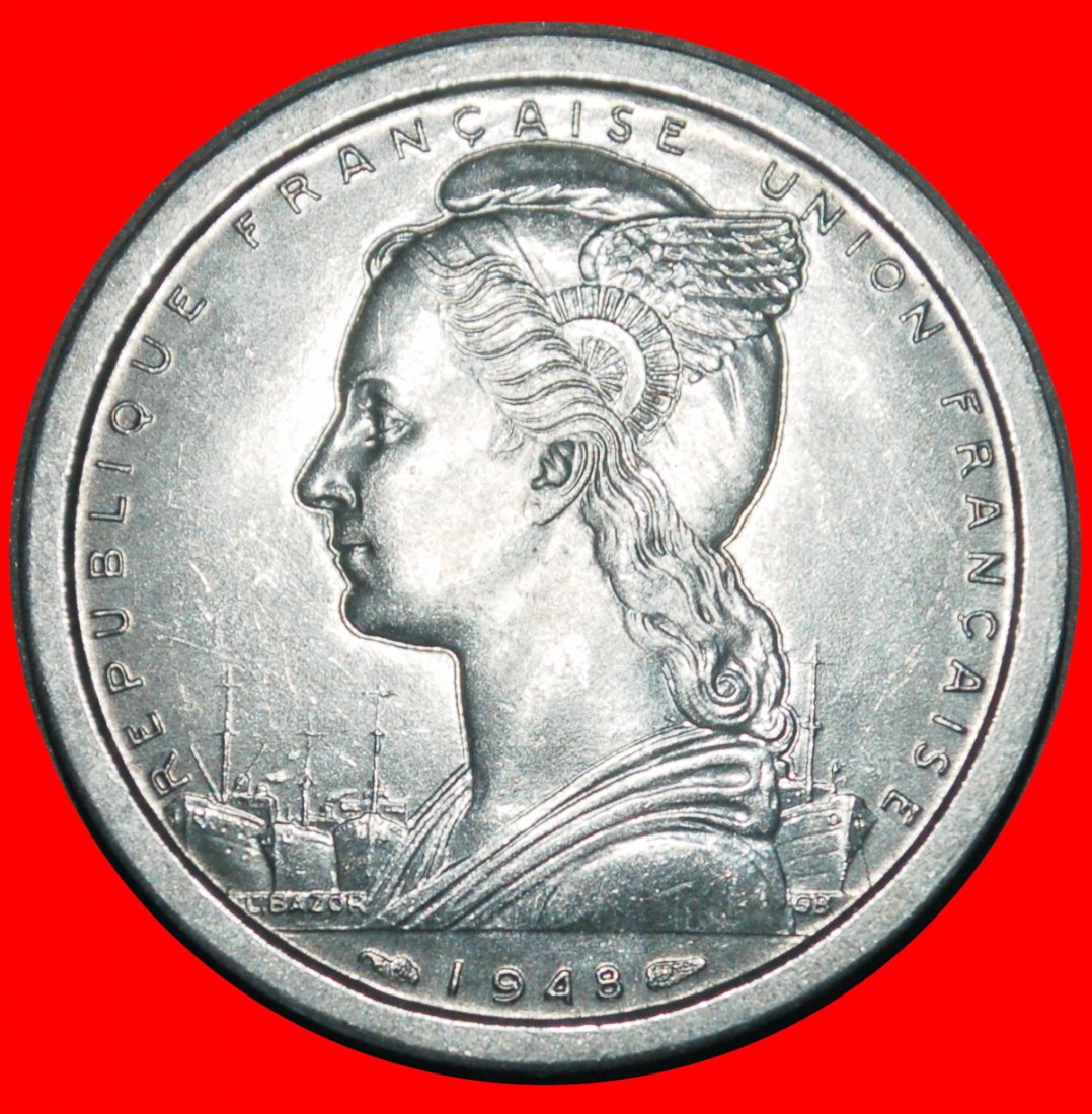  Ⰺ FRANKREICH: MADAGASKAR ★ 2 FRANC 1948 SCHIFF! STG STEMPELGLANZ! ★OHNE VORBEHALT!   