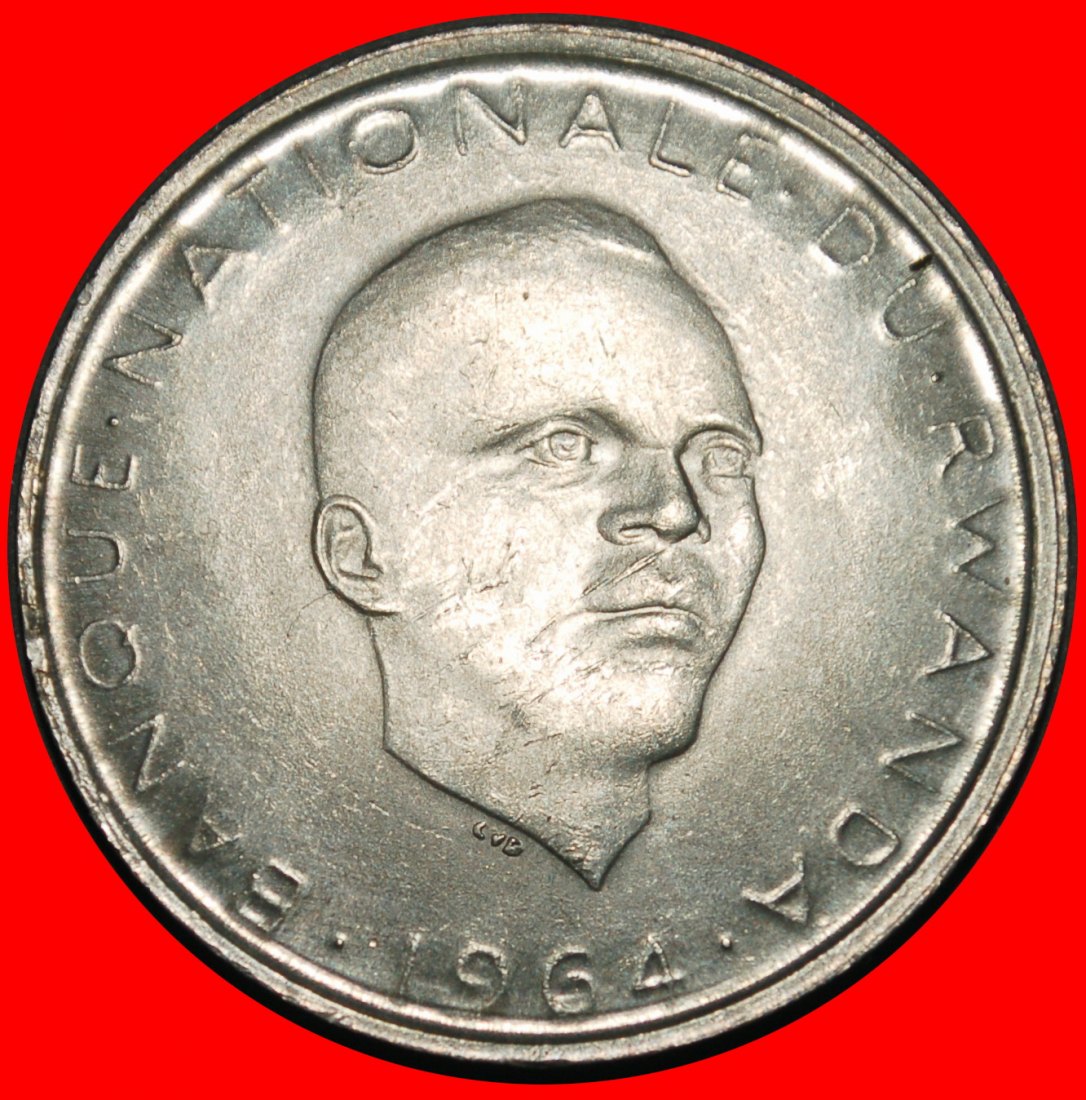  Ⰺ BELGIUM: RWANDA ★ 10 FRANCS 1964 UNCOMMON! BIRD KAYIBANDA (1962-1973)★LOW START! ★ NO RESERVE!   