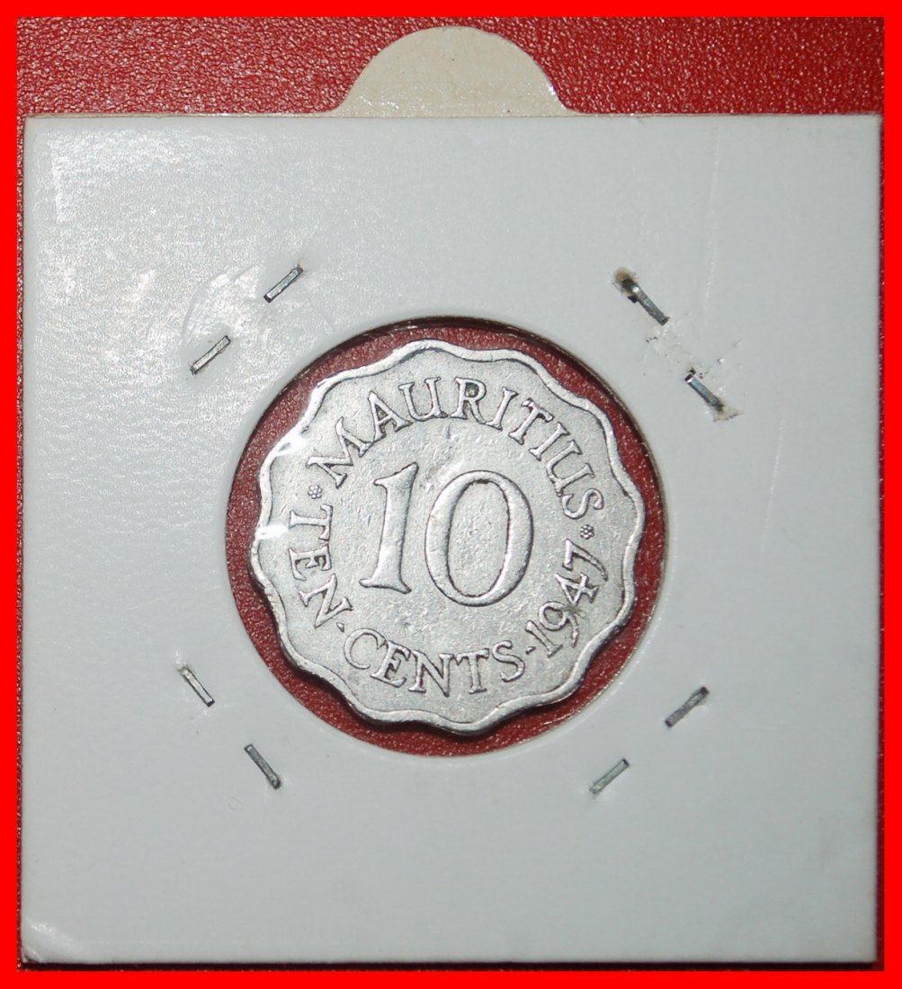 Ⰺ GREAT BRITAIN: MAURITIUS ★ 10 CENTS 1947 WITH INDIA! GERORGE VI 1937-1952★LOW START! ★ NO RESERVE!
