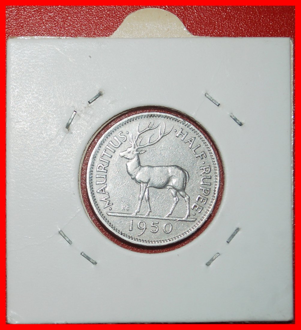 Ⰺ GREAT BRITAIN:MAURITIUS★1/2 RUPEE 1950 WITHOUT INDIA★GERORGE VI 1937-1952★LOW START! ★ NO RESERVE!