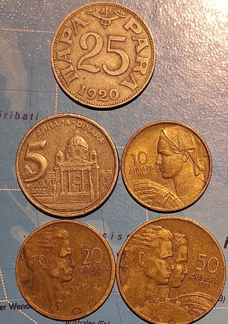  Balkan ex.Jugoslawien, 5Dinara 2002 10-50 Dinara 1955, 25 Dara 1920   