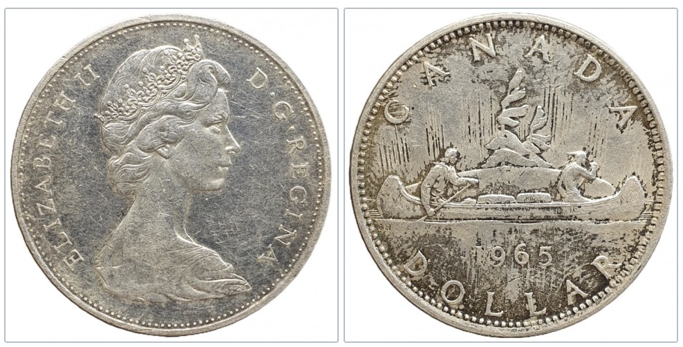  Kanada 1 Dollar, 1965 Silber 18,66g fein   
