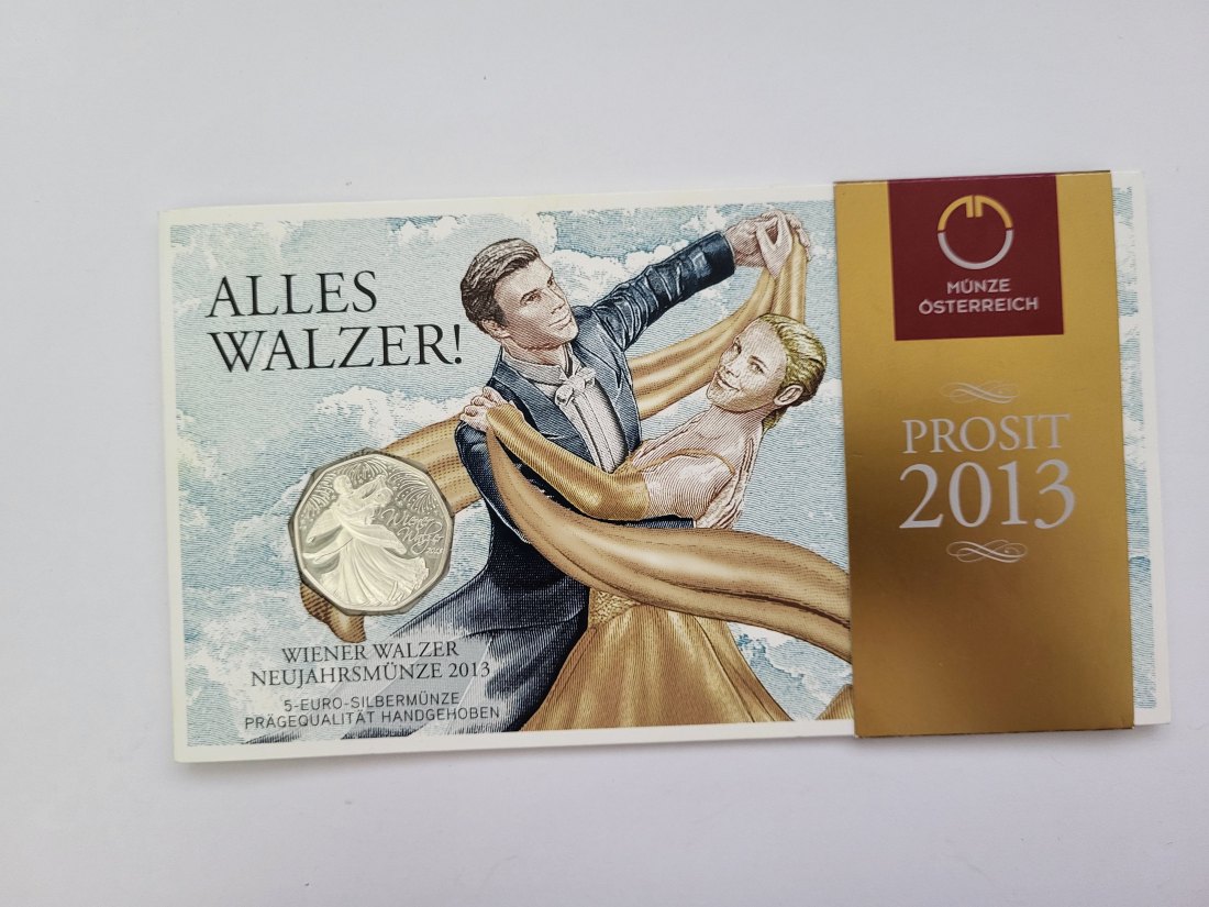  5 Euro 2012 Wiener Walzer 2013 Neujahrsmünze silber 8g fein Blister Österreich Spittalgold9800 (4974   