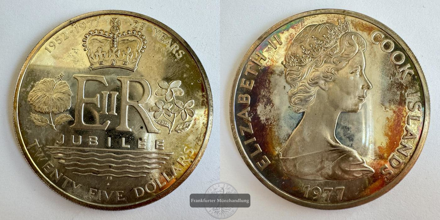  Cook Islands / 25 Dollars Elizabeth II (Silver Jubilee) 1977 FM-Frankfurt KM#18 Feinsilber: 45,18g   