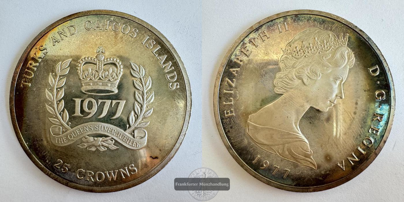  UK / 25 Crowns Elizabeth II (Silver Jubilee) 1977 FM-Frankfurt KM#19 Feinsilber: 40,47g   