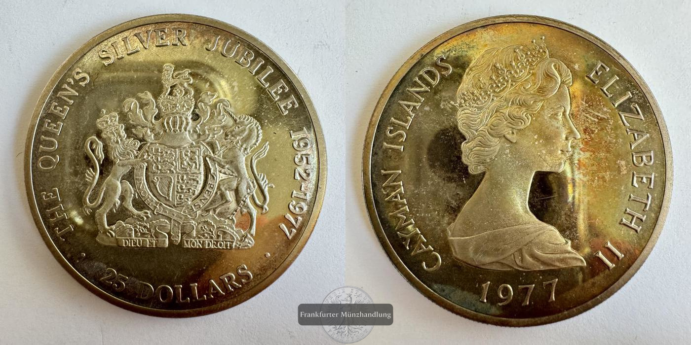  UK / 25 Dollars Elizabeth II (Silver Jubilee) 1977 FM-Frankfurt KM#14 Feinsilber: 47,5g   