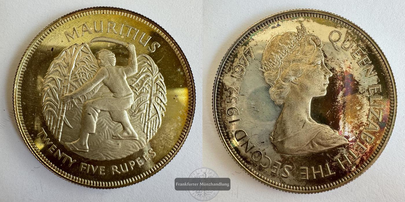  Mauritius / 25 Rupees (Silver Jubilee; Proof) 1977 FM-Frankfurt KM#43a Feinsilber: 26,18g   
