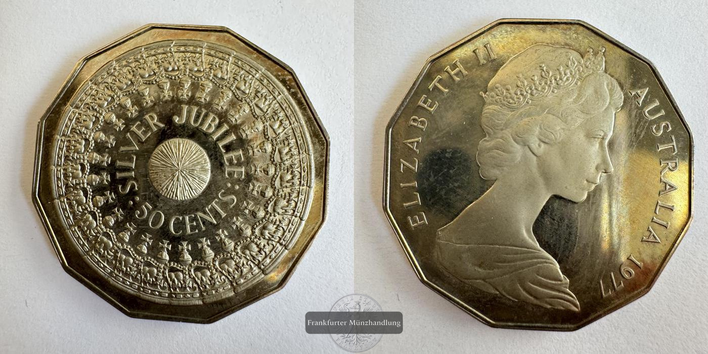  Australien / 50 Cents Elizabeth II (Silver Jubilee; Proof) 1977 FM-Frankfurt KM#70 CuNi: 15,55g   