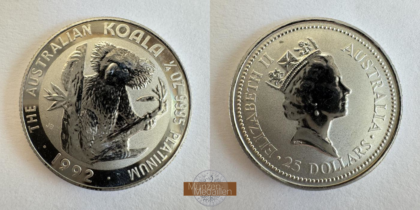  Australien 25 Dollars Elizabeth II (Koala - Platinum) 1992 MM-Frankfurt KM#172 Feinplatin: 7,78g   