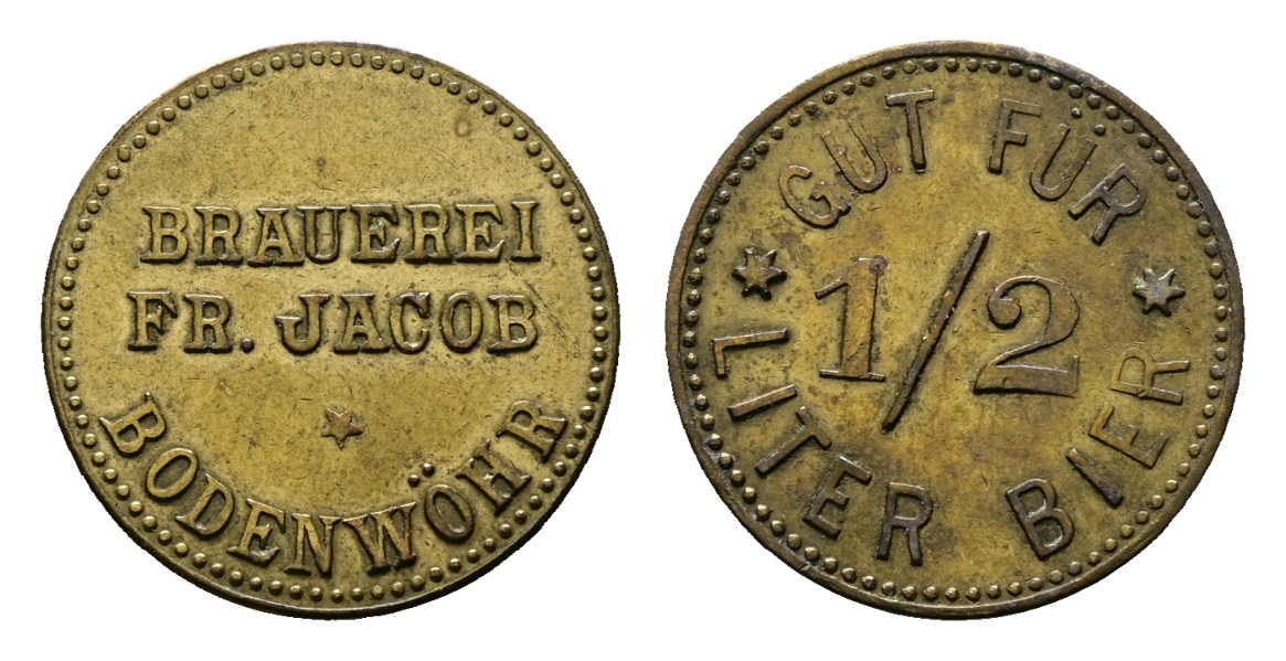 Bayern; Bodenwöhr Brauerei Fr. Jacob; Gut für 1/2 Liter Bier; Menzel - (vgl.3099)   
