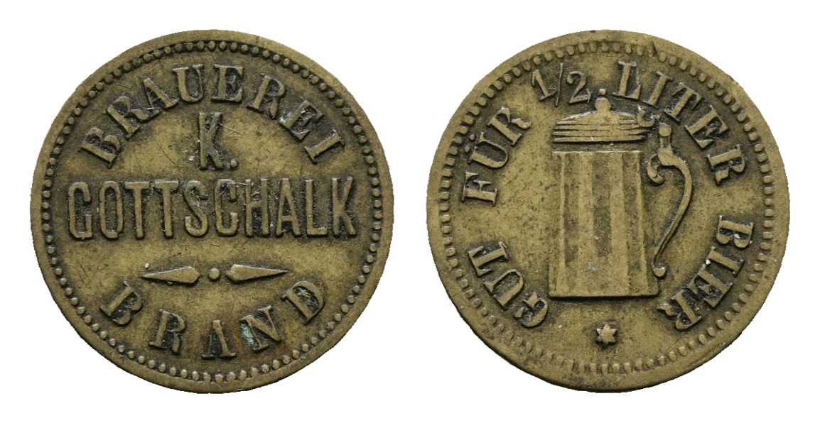 Bayern; Brand Brauerei K. Gottschalk ; Gut für 1/2 Liter Bier; Menzel 3359   