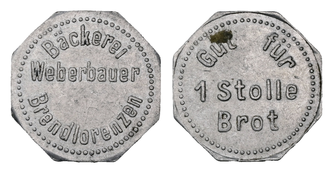  Bayern; Brendlorenzen; Bäckerei Weberbauer Brendlorenzen; Gut für 1 Stolle Brot; Menzel -   