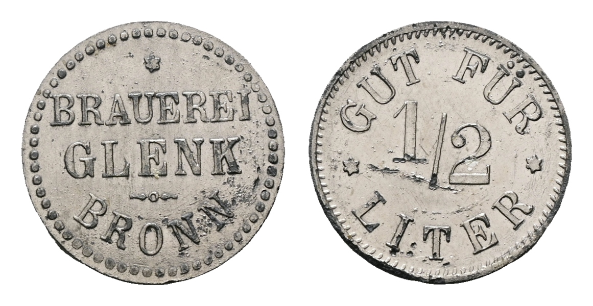  Bayern; Bronn; Brauerei Glenk Bronn; Gut für 1/2 Liter; Menzel 3773   